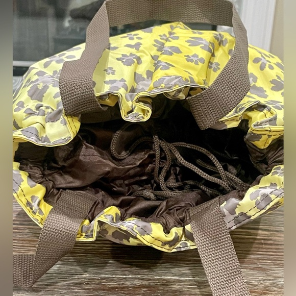 Thirty-One “Leopard Floral” Cinch It Up Thermal Tote - Yellow/Brown - EUC - Picture 5 of 10